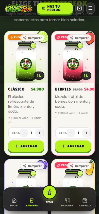Navegación móvil de la tienda